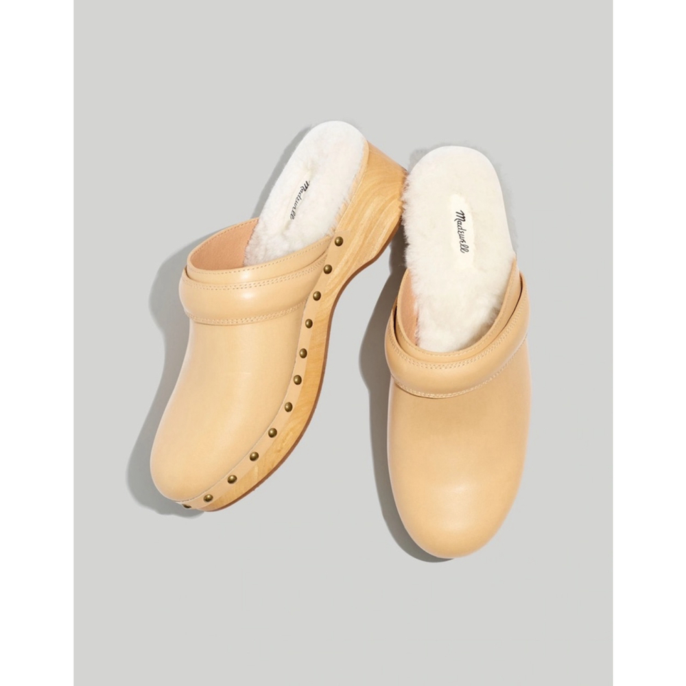 Madewell the cecily Clog in shearling Size 6 Beige ng682
